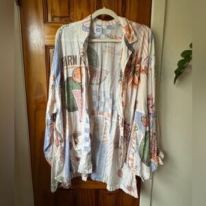 Urban Outfitters BDG Printed Oversized Beach Shirt